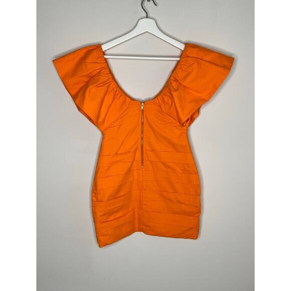 Seven Wonders The Label Gigi Ruffle Sleeve Bodycon Mini Dress Orange Women's S - Picture 6 of 10